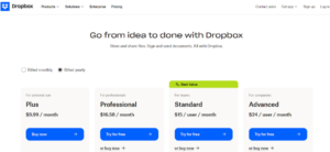 dropbox pricing
