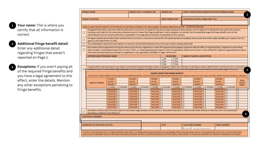 Page 2 of Certified Payroll Report.