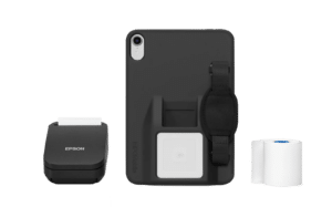 Square Reader, portable receipt printer, thermal receipt paper, and peripherals case