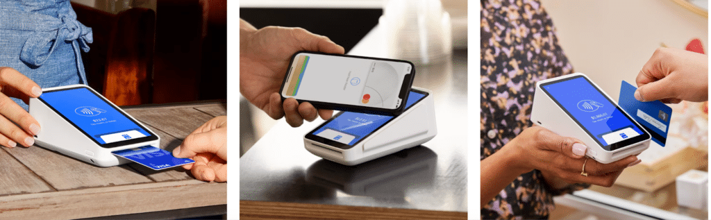 Square Terminal processing chip, contactless, and mobile wallet payments at checkout
