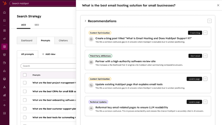 HubSpot AEO AI visibility insights